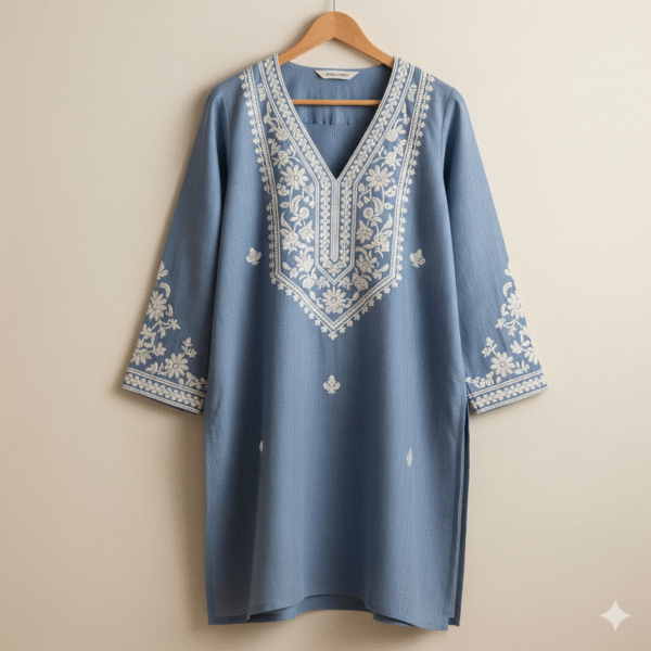 The Celestial Blue Embroidered Tunic